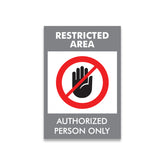 Zackzik Restricted Area Sticker – Authorized Personnel Only Safety Sign Decal