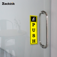 Zackzik Pull and Push Stickers for clear door signs