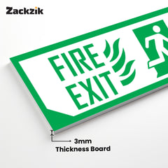 Zackzik Fire Exit Sticker – Easy to Read Safety Sticker