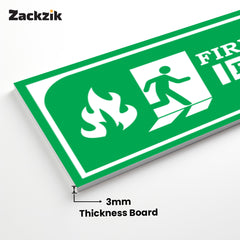 Zackzik Fire Exit Sticker – Durable Emergency Sign Board