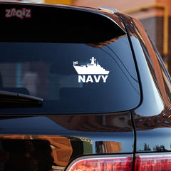 Bold Navy Sign for Safe Vehicle Travel