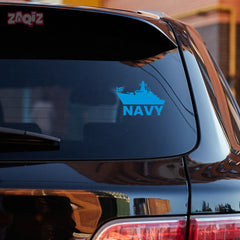 Bold Navy Sign for Safe Vehicle Travel