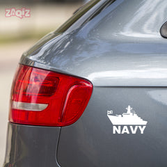 Bold Navy Sign for Safe Vehicle Travel