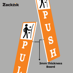 Zackzik Pull and Push Stickers for home and business use