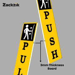 Zackzik Pull and Push Stickers for home and business use