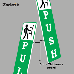 Zackzik Pull and Push Stickers for home and business use