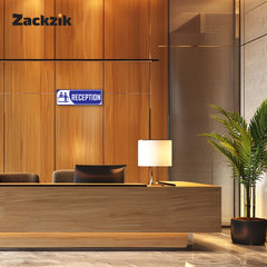 Zackzik Reception Sticker – Clear Vinyl Sign for Office, Hotel & Front Desk Direction