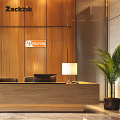 Zackzik Reception Sticker – Clear Vinyl Sign for Office, Hotel & Front Desk Direction