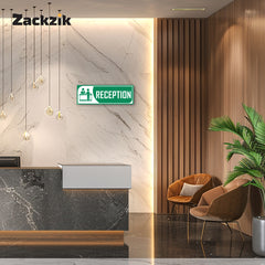 Zackzik Reception Sticker – Clear Vinyl Sign for Office, Hotel & Front Desk Direction
