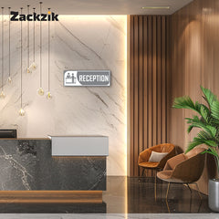 Zackzik Reception Sticker – Clear Vinyl Sign for Office, Hotel & Front Desk Direction