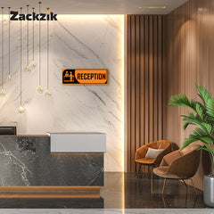 Zackzik Reception Sticker – Clear Vinyl Sign for Office, Hotel & Front Desk Direction