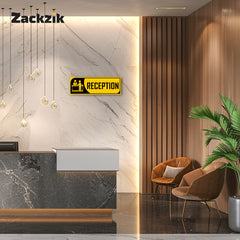 Zackzik Reception Sticker – Clear Vinyl Sign for Office, Hotel & Front Desk Direction
