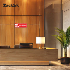 Zackzik Reception Sticker – Clear Vinyl Sign for Office, Hotel & Front Desk Direction