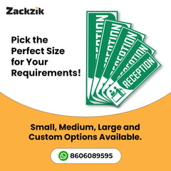 Zackzik Reception Sticker – Clear Vinyl Sign for Office, Hotel & Front Desk Direction