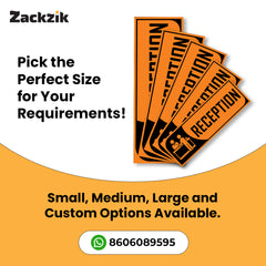 Zackzik Reception Sticker – Clear Vinyl Sign for Office, Hotel & Front Desk Direction