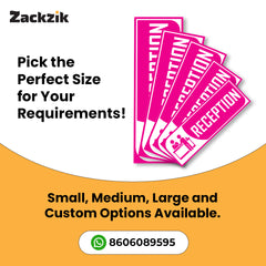 Zackzik Reception Sticker – Clear Vinyl Sign for Office, Hotel & Front Desk Direction
