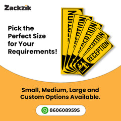 Zackzik Reception Sticker – Clear Vinyl Sign for Office, Hotel & Front Desk Direction