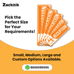 Zackzik Reception Sticker – Clear Vinyl Sign for Office, Hotel & Front Desk Direction