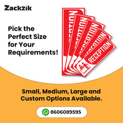 Zackzik Reception Sticker – Clear Vinyl Sign for Office, Hotel & Front Desk Direction