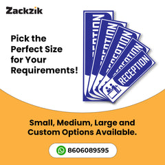 Zackzik Reception Sticker – Clear Vinyl Sign for Office, Hotel & Front Desk Direction