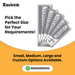 Zackzik Reception Sticker – Clear Vinyl Sign for Office, Hotel & Front Desk Direction