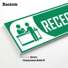 Zackzik Reception Sticker – Clear Vinyl Sign for Office, Hotel & Front Desk Direction
