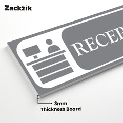 Zaqiz Reception Sticker – Self-Adhesive Door & Wall Signage for Easy Identification