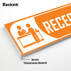 Zackzik Reception Sticker – Clear Vinyl Sign for Office, Hotel & Front Desk Direction