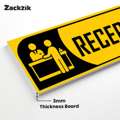 Zackzik Reception Sticker – Clear Vinyl Sign for Office, Hotel & Front Desk Direction