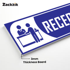Zackzik Reception Sticker – Clear Vinyl Sign for Office, Hotel & Front Desk Direction