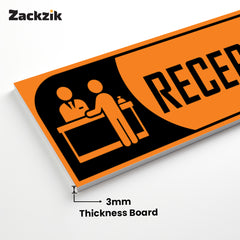 Zackzik Reception Sticker – Clear Vinyl Sign for Office, Hotel & Front Desk Direction