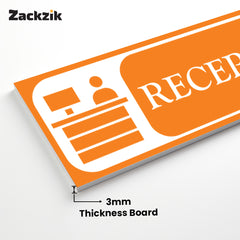 Zaqiz Reception Sticker – Self-Adhesive Door & Wall Signage for Easy Identification