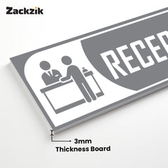 Zackzik Reception Sticker – Clear Vinyl Sign for Office, Hotel & Front Desk Direction
