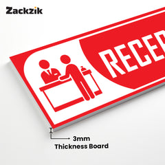 Zackzik Reception Sticker – Clear Vinyl Sign for Office, Hotel & Front Desk Direction