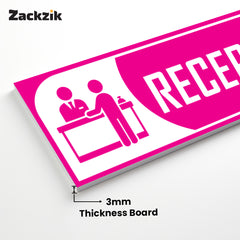 Zackzik Reception Sticker – Clear Vinyl Sign for Office, Hotel & Front Desk Direction