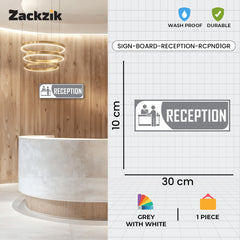 Zackzik Reception Sticker – Clear Vinyl Sign for Office, Hotel & Front Desk Direction