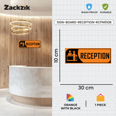 Zackzik Reception Sticker – Clear Vinyl Sign for Office, Hotel & Front Desk Direction