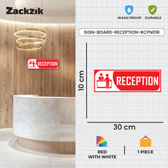 Zackzik Reception Sticker – Clear Vinyl Sign for Office, Hotel & Front Desk Direction