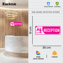 Zackzik Reception Sticker – Clear Vinyl Sign for Office, Hotel & Front Desk Direction