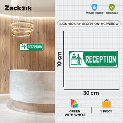 Zackzik Reception Sticker – Clear Vinyl Sign for Office, Hotel & Front Desk Direction