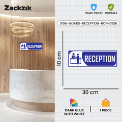 Zackzik Reception Sticker – Clear Vinyl Sign for Office, Hotel & Front Desk Direction