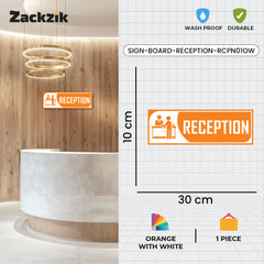 Zackzik Reception Sticker – Clear Vinyl Sign for Office, Hotel & Front Desk Direction