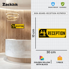 Zackzik Reception Sticker – Clear Vinyl Sign for Office, Hotel & Front Desk Direction