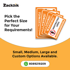 Zaqiz Restricted Area Sticker – Bold Warning Sign for Offices, Factories & Warehouses (Copy)