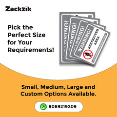 Zaqiz Restricted Area Sticker – Bold Warning Sign for Offices, Factories & Warehouses (Copy)