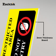 Zaqiz Restricted Area Sticker – Bold Warning Sign for Offices, Factories & Warehouses