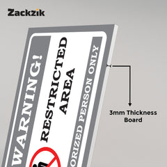 Zaqiz Restricted Area Sticker – Bold Warning Sign for Offices, Factories & Warehouses (Copy)