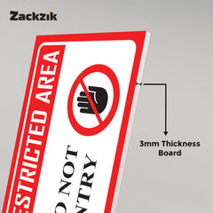 Zaqiz Restricted Area Sticker – Bold Warning Sign for Offices, Factories & Warehouses