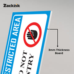 Zaqiz Restricted Area Sticker – Bold Warning Sign for Offices, Factories & Warehouses