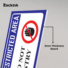 Zaqiz Restricted Area Sticker – Bold Warning Sign for Offices, Factories & Warehouses